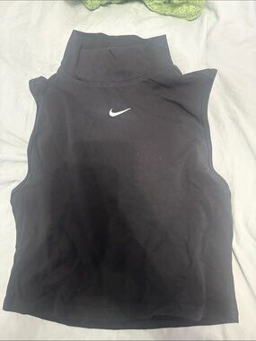 Nike Black Crop Tank with Mock Neck and White Swoosh